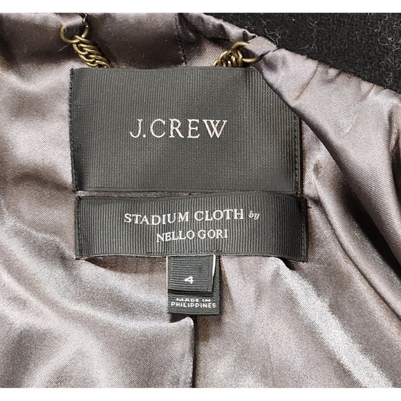 J Crew Coat Womens 4 Black City Italian Stadium Cloth Wool Blend Nelli Gori - Picture 5 of 10